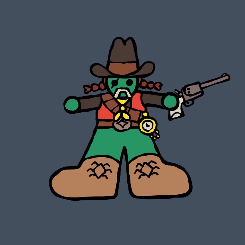 Green Gunslinger mysterious Wild West character artwork